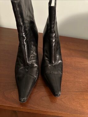 Jimmy Choo Black Pointed Leather Heeled Boots